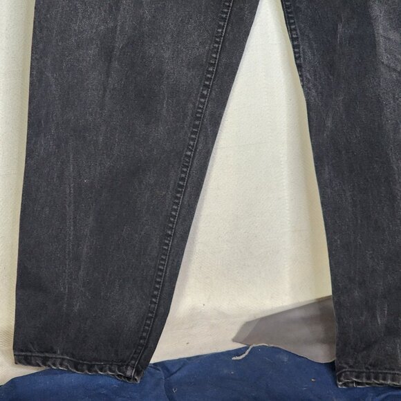 Guess Jeans Black Vintage Cotton Double Button Wide Leg Washed Jeans Size 32 XL - Picture 6 of 16